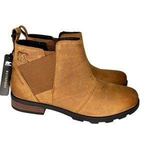 SOREL‎ Emelie Chelsea Boots Waterproof Camel Brown Leather Women’s Size 10